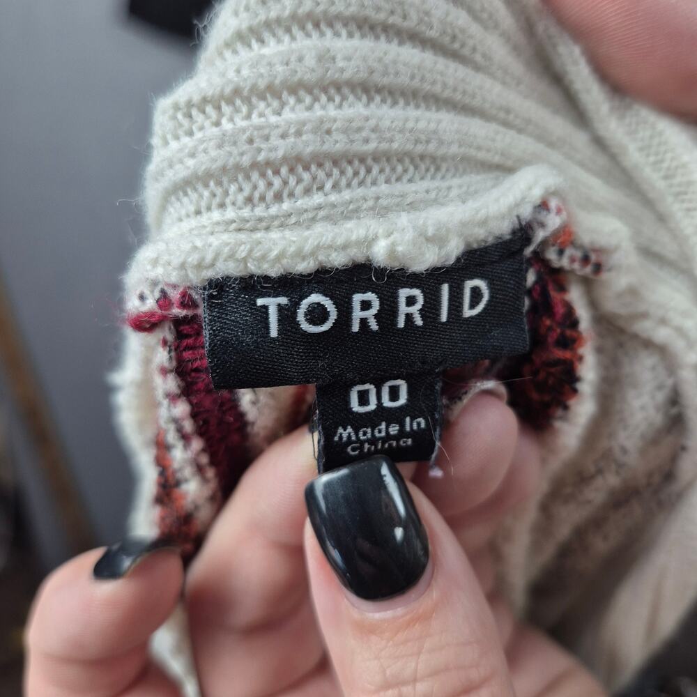 Torrid Size 00 Open Front Waterfall Cardigan Crea… - image 8